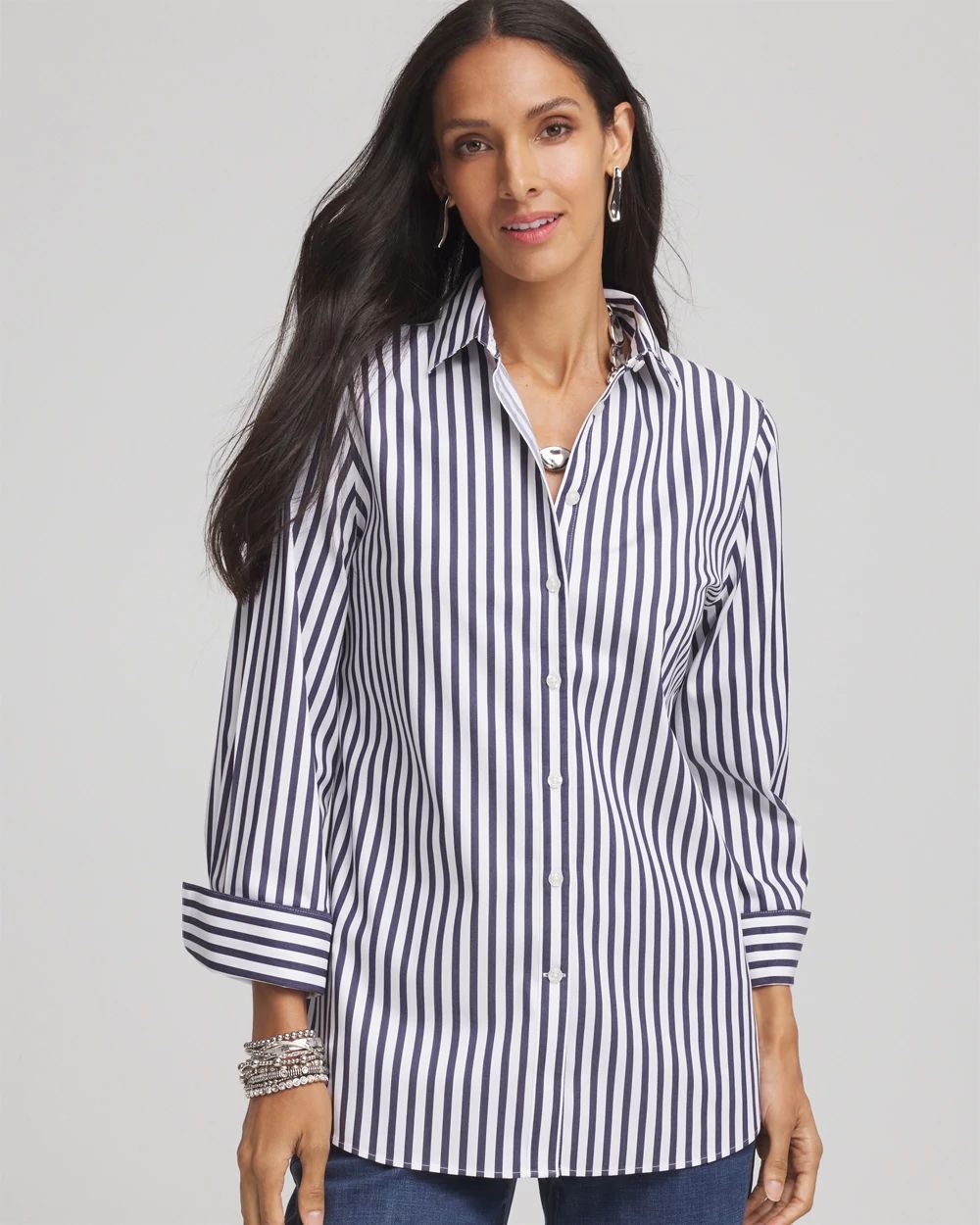 No Iron™ Striped Sateen Shirt | Chico's